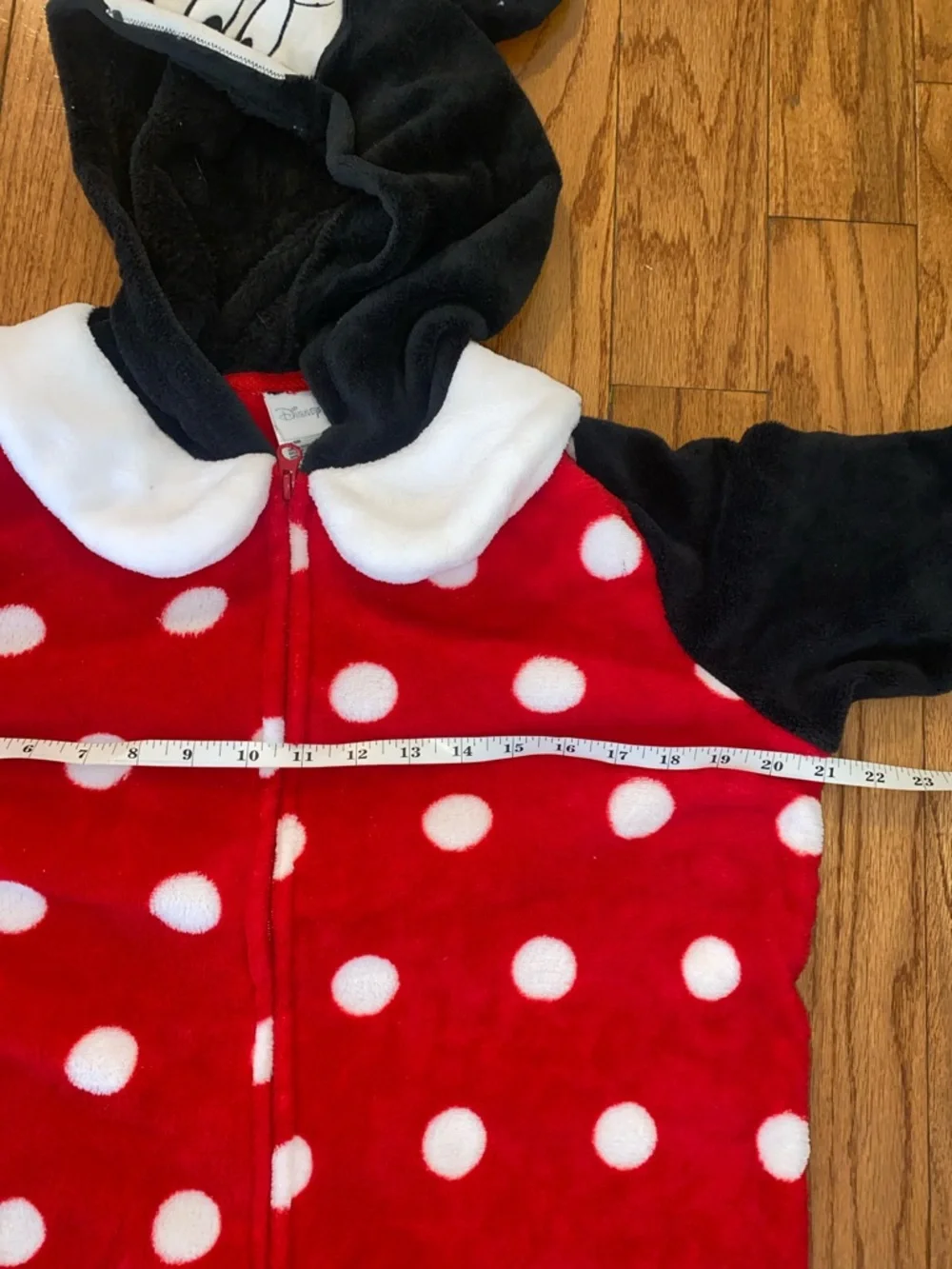 Disney Red & White Polka Dot Minnie Mouse Footed One-Piece - Picture 8 of 9